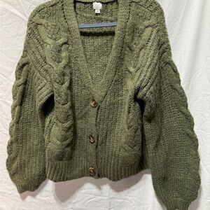 Chunky Knit Olive Green Sweater